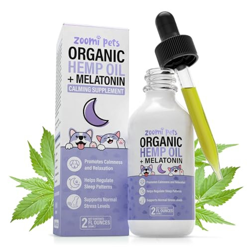 Zoomi Pets Melatonin + Organic Calming Hemp Oil For Dogs Anxiety And Stress Relief - Calming Drops Pet Hemp Oil For Dogs & Cats - Hip And Joint Support Supplement For Dogs Pain Management (2Oz)