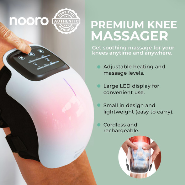 nooro Portable Knee Massager with Heat Red Light and  Massage Therapy Relax Tight Muscles and Helps Minor Joint Stiffness and Discomfort Hands Free Design