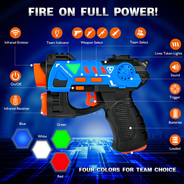 KIZJORYA Laser Tag Guns Set of 4, Laser Tag for Boys Age 8-12 with 4 Infrared Vests & 4 Laser Guns, Multi Players Sports & Outdoor Play Toys, Outside Activity Backyard Games