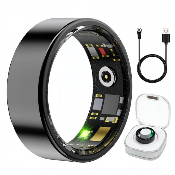Smart Ring Health and  Fitness Tracker for Men and  Women Heart Rate SPO₂ Sleep and  Activity Monitoring  IP68 Waterproof Long Battery Life Family Care Mode No Subscription Fee (Black, 10)
