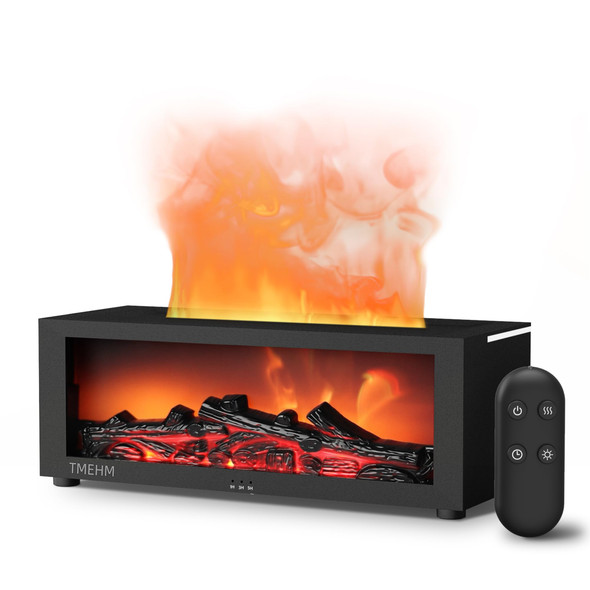 TMEHM Fireplace Flame Air Diffuser Humidifier 7 Colors Aromatherapy Essential Oil Diffuser Ultrasonic Aroma Humidifier with Timer for Home Bedroom,Office Yoga (Black, L)