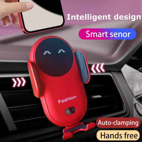 Carrotech Wireless Car Charger Mount Cute Car Phone Holder Automatic Clamping Air Vent Dashboard Smart Phone Holder for iPhone 15/14/13/12/11//XS/XR/8 Samsung S23/22/21/20/Note 20 etc (Red)