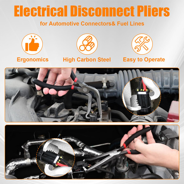 Guweta Electrical Disconnect Pliers 37960, 37980 Electrical Connector Pliers for Cars, Fuel Line Petrol Clip Pipe Plier, Compatible with Car Electrical Systems & Push Tab Style Plugs(3-Piece Set)