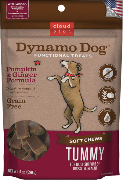 Cloud Star Dynamo Dog Tummy Treats – Soft & Chewy Probiotics Support for Dogs (14 oz. Pumpkin and Ginger) (20212) Cloud Star Dynamo Dog Tummy Treats – Soft & Chewy Probiotics Support for Dogs (14 oz. Pumpkin and Ginger) (20212)