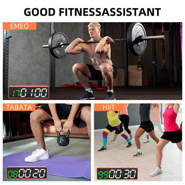 BXF Mini Portable Gym Timer Clock  Large LED Digital Display Screen Powerful Magnet  Powerful Battery Count up Down Stopwatch, Exercise Interval Timer Eight Fitness Modes Suitable for Home and Gym