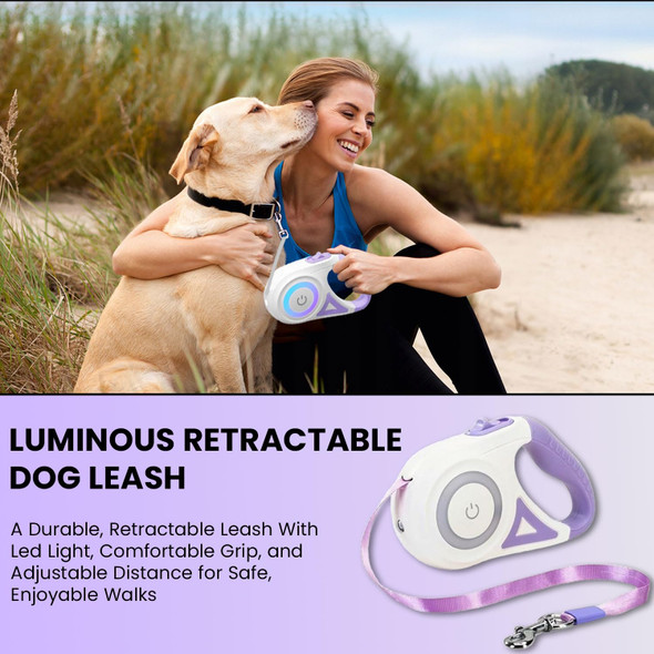 Best Dog Supplies for the love Dogs Best Dog Supplies Luminous Retractable Dog Leash with Front Safety Led Light - 360°Tangle-Free Training Leash for Ultimum Freedom with Anti Slip Handle Dogs and Cats  Purple 5M/16ft
