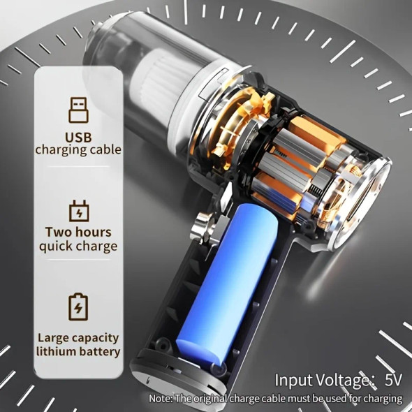 XMSJ 690000Pa Wireless Car Vacuum 2 Hours Quick Charge Wet Dry Dual-use Cleaner Cordless Handheld High-power Vacuum Cleaner