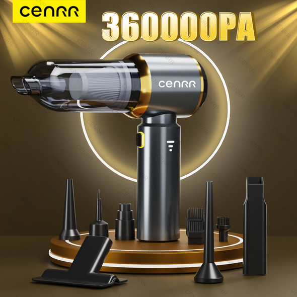 CENRR Car Vacuum Cleaner 360000PA Powerful Wireless Vacuum Cleaner Handheld Portable Cleaning Machine Home Appliance MAX Silver 4hepa