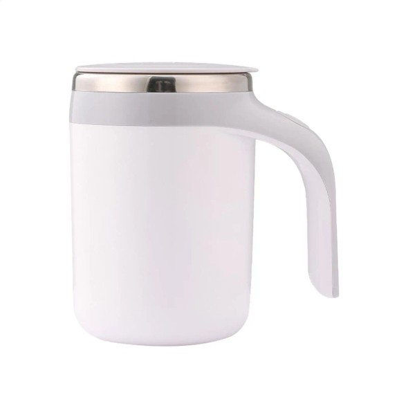 URGGU Fully automatic mixing cup, sesame paste water cup, portable electric magnetic rotating shaker coffee cup - white gray battery mod