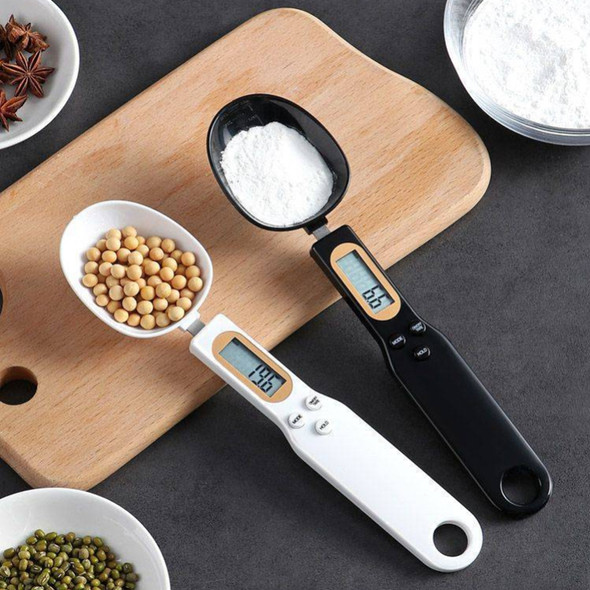 UNbit Weighing Spoon Scale Home Kitchen Tool Electronic Measuring Coffee Food Flour Powder Baking LCD Digital Measurement adjustable - WHITE