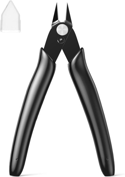 BOENFU Wire Snips 5 Inch Jewelry Wire Cutters Model Snips Hobby Clippers Micro Flush Cutters for Plastic Zip Ties 3d Printer FilamentJewelry Making Electronics Black