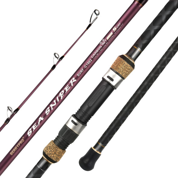 Berrypro Surf Spinning & Casting Fishing Rod Carbon Fiber Travel Fishing Rod(9-Feet & 10-Feet & 12-Feet & 13.3-Feet)