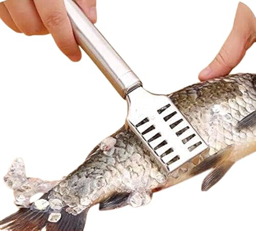 Pack 1 Stainless Steel Fish Scale Remover Fish Scale Peeler Fish Skin Scraper with Sawtooth for Fish Skin Easy Scales Cleaning Kitchen Tool with Hanging Hook