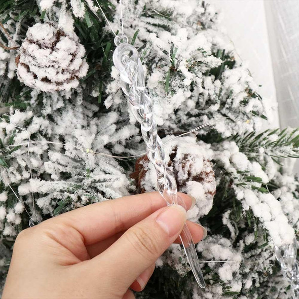 Transparent Ice Stick Christmas Tree Decoration Threaded Pendant Ornament 12 Pieces