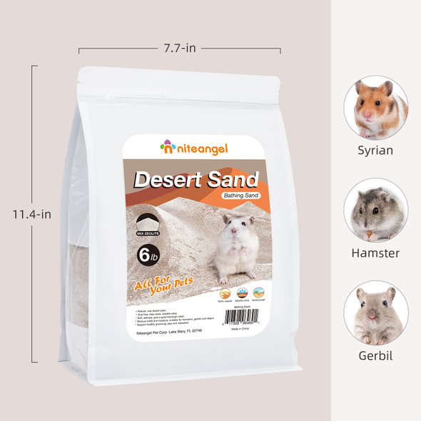Niteangel Hamster Desert Bath Sand | No-Dust Bath or Potty Litter Sand for Hamster Chinchillas Gerbil Mice Degu or Other Small Pets