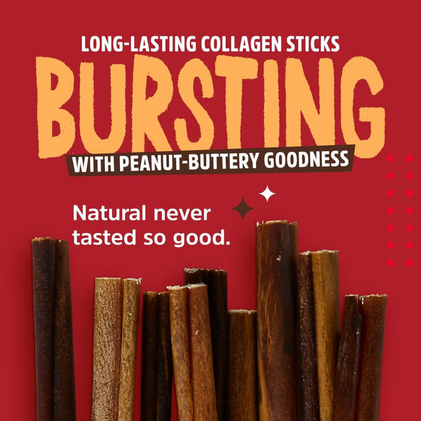 Pet Peanut Butter Flavor Collagen Dog Chews (6”, 12 Pack), 95% Natural Collagen, Best Long Lasting Bully Sticks & Rawhide Alternative Dog Treats, Grain-, Small, Medium & Large Dogs Pet Peanut Butter Flavor Collagen Dog Chews (6”, 12 Pack), 95% Natural Collagen, Best Long Lasting Bully Sticks & Rawhide Alternative Dog Treats, Grain-, Small, Medium & Large Dogs