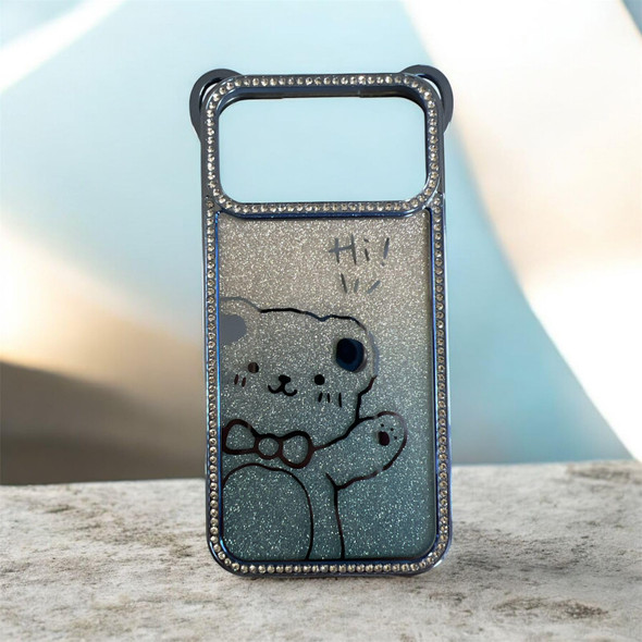Glittery Cartoon Phone Case for iPhone 17 Pro Max Sky Blue Premium Design