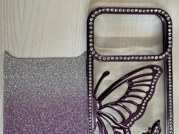 Glittery Butterfly Phone Case for iPhone 17 Pro Max Purple Protective Mobile Cover