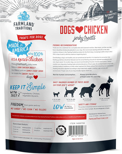Farmland Traditions Dogs Love Chicken Premium Two Ingredients Jerky Treats for Dogs (3 lbs. No Antibiotics Ever USA Raised Chicken) Farmland Traditions Dogs Love Chicken Premium Two Ingredients Jerky Treats for Dogs (3 lbs. No Antibiotics Ever USA Raised Chicken)