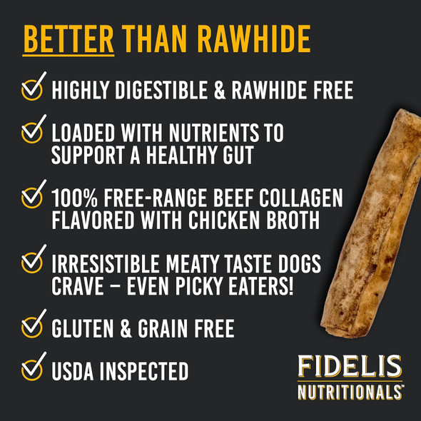Fidelis Collagen Chews Sticks for Dog - Natural, Healthy Chew Dogs - Supports Joint Health & Dental Care - Made in USA from -Range Chicken - Highly Digestible & Nutritious - 4 Pack