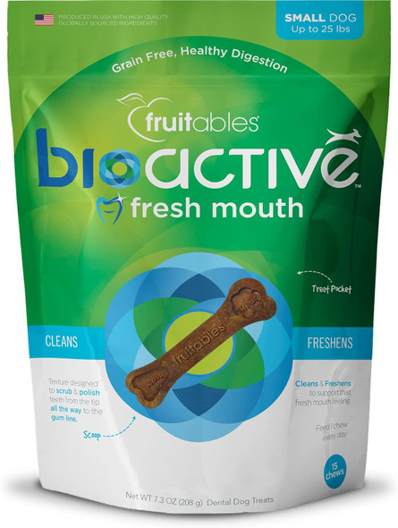 Fruitables Bioactive Fresh Mouth Dental Chews – Mini Size Dog Treats – Dental Treats for Dogs – Dog Dental Chews – 7.3 Ounces Fruitables Bioactive Fresh Mouth Dental Chews – Mini Size Dog Treats – Dental Treats for Dogs – Dog Dental Chews – 7.3 Ounces