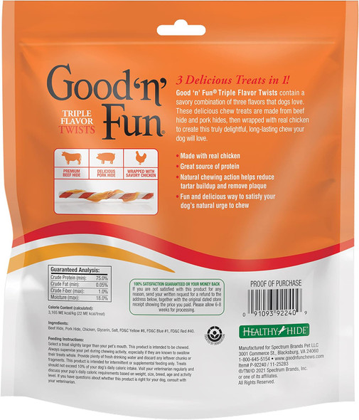 Good'n'Fun Triple Flavored Rawhide Twists For Dogs, 35 Count Good'n'Fun Triple Flavored Rawhide Twists For Dogs, 35 Count