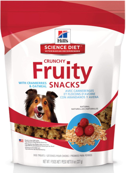 Hill's Natural Fruity Crunchy Snacks, All Life Stages, Great Taste, Dog Treats, Cranberries & Oatmeal , 8 oz Bag