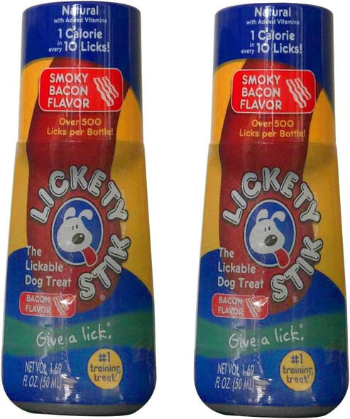 Set of Two Lickety Stik Low-Calorie Liquid Dog Treats - Smoky Bacon