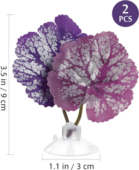 iplusmile Betta Fish Leaf Pad- 2Pcs Aquarium Leaf Hammocks Pad Fish Tank Plants Accessories for Playing Hideout and Aquarium Decorations Simulating The Natural Habitat ( Double Leaf Design, Purple )