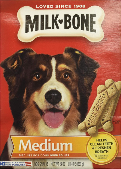 3 Pack - Milk Bone Medium Biscuits For Dogs Over 20 Lbs, 24 Ounce Box (17 Ounce)