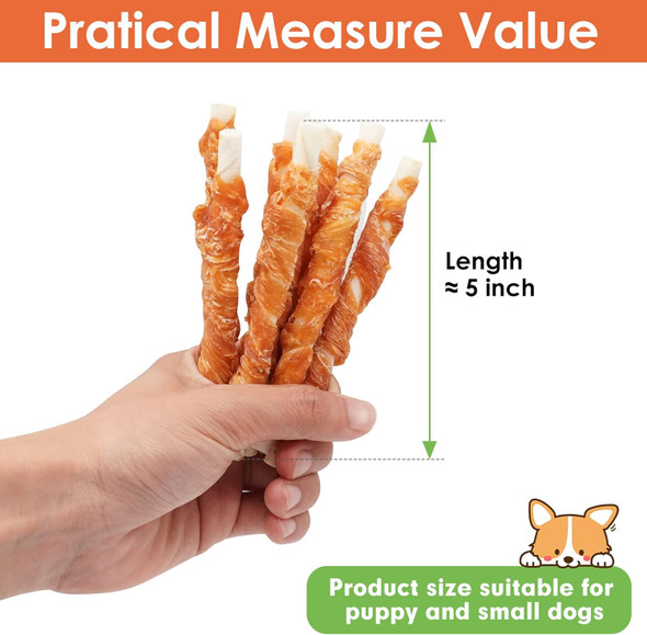 MON2SUN Dog Treats, Rawhide Twist Chicken Hide Sticks, Suitable for Puppy and Small Dogs, 5 Inch (Chicken, Pack of 40) MON2SUN Dog Treats, Rawhide Twist Chicken Hide Sticks, Suitable for Puppy and Small Dogs, 5 Inch (Chicken, Pack of 40)