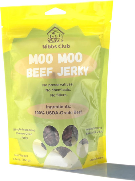 Moo Moo Beef Jerky, Beef Jerky for Dogs, 100% USDA-Grade Beef, ze Dried, Healthy, All Natural, USA-Made, Single Ingredient Dog Treat
