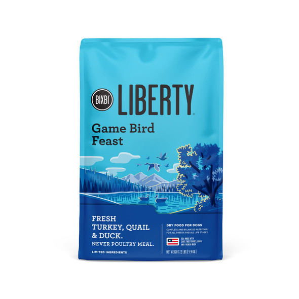 Bixbi Liberty Ancient Grains Dry Dog Food Game Bird Feast Recipe 22 Lbs