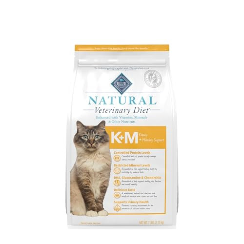 Blue Buffalo Natural Veterinary Diet K+M Kidney + Mobility Support Dry Cat Food 7Lb