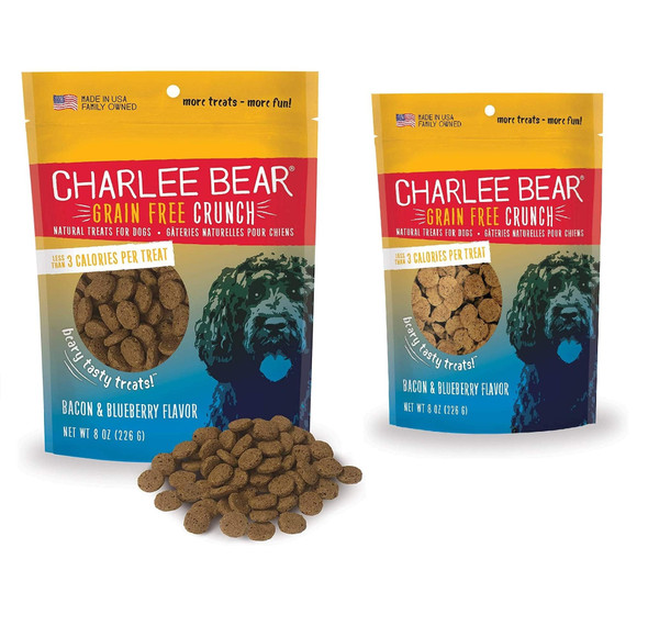 Charlee Bear Crunchy Dog Training Treats Low Calorie (3 Kcal) Grain Natural 8Oz 2Pack