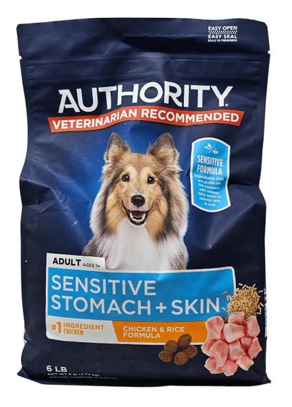 Authority Adult Sensitive Stomach And Skin Chicken And Rice Dry Dog Food 6 Pound