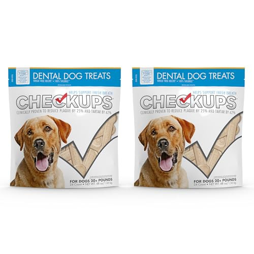 Checkups Dental Dog Treats For Oral Care Fresh Breath & Plaque Control 48 Oz 2 Pack