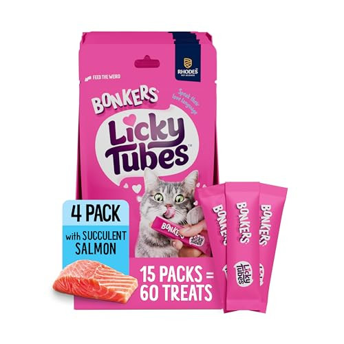 Bonkers Licky Tubes Salmon Flavored Wet Lickable Treats For Cats 4 Pack 4 Pack