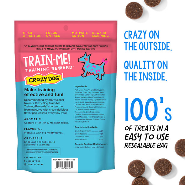Crazy Dog TrainMe Training Treats . Bag Bacon Flavor With 400 Treats Per 16 Oz