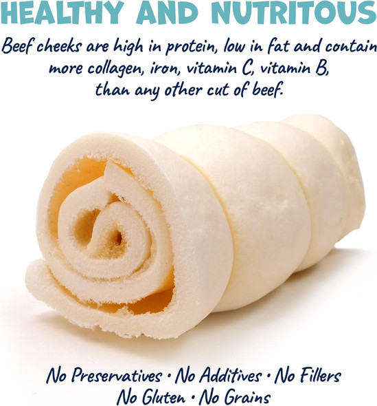 Beef Cheek Rolls for Dogs - Natural & Odor- Dog Rawhide Chews - 5 to 6 Inch Medium Beef Hide Dog Chews - 4 Pack Beef Cheek Rolls for Dogs - Natural & Odor- Dog Rawhide Chews - 5 to 6 Inch Medium Beef Hide Dog Chews - 4 Pack