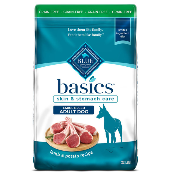 Blue Buffalo Basics Adult Large Breed GrainFree Dry Dog Food For Skin & 22Lb