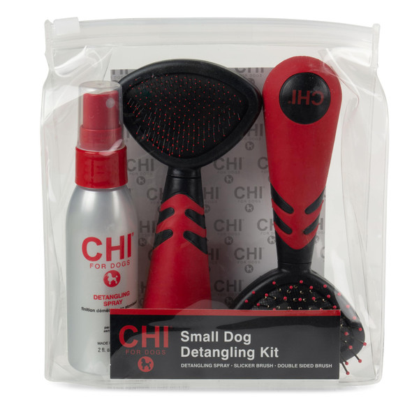 Chi For Dogs Small Dog Detangling Kit Grooming Set With Detangling Spray 3Piece
