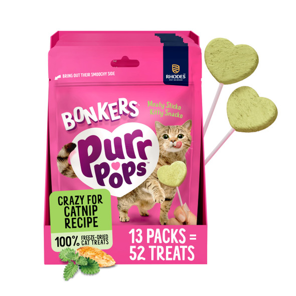 Bonkers Purrpops FreezeDried Catnip Flavored Lollipop Treats For Cats 4 Pack (Pack 4 Pack