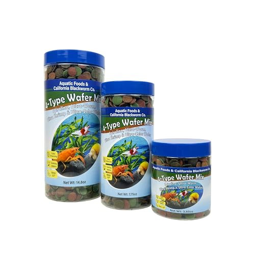 Aquatic Foods Inc. 4Type 1/2" Sinking Wafer Mix Of SpirulinaAlgae UltraWorm Shrimp Color Enhancing 6.0Oz 12Mm