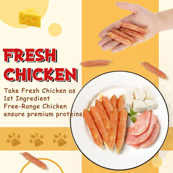 Dog Treats Chicken Cheese Sausage for Dogs, Fresh Chicken, 12.5oz/355g, 1% Taurine Addded, Rawhide , Traning&Rewards Dog Snacks Dog Treats Chicken Cheese Sausage for Dogs, Fresh Chicken, 12.5oz/355g, 1% Taurine Addded, Rawhide , Traning&Rewards Dog Snacks