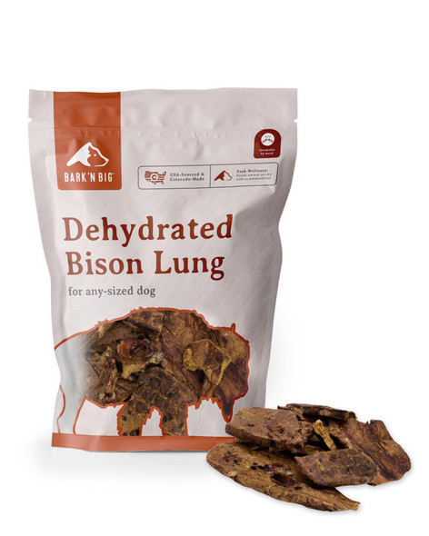 Bark'n Big Bison Dog Treats Single Ingredient Lung Dog Treats Made & Sourced 5 Oz