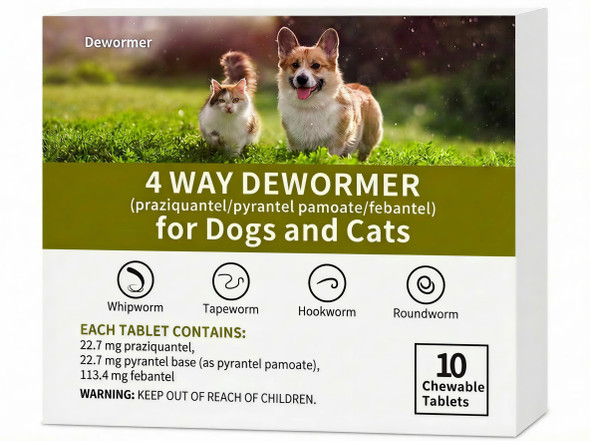 Dewomer Dewormer For Small Dogs And Cats(2' 10 Dewormer Chewable Tablets With 25 Lbs