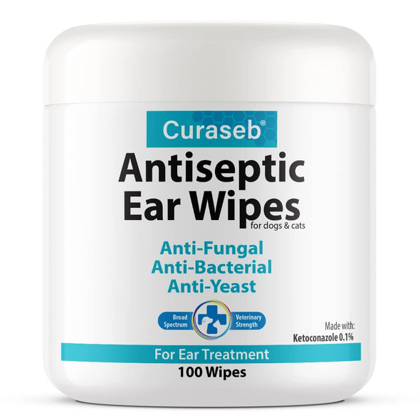 Curaseb Cat & Dog Ear Infection Treatment Wipes 100 Count