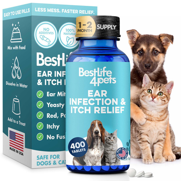 Bestlife4Pets Itch Relief And Ear Infection Treatment For Dogs & Cats Natural