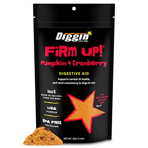 Diggin' Your Dog Firm Up Pumpkin For Dogs & Cats With Cranberry 100% Made 4 Oz